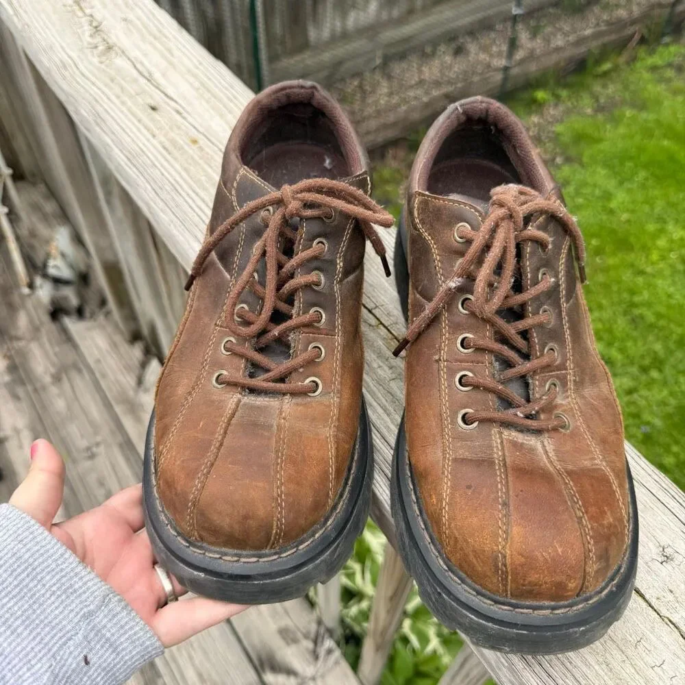 Y2K Urban Up Brown Leather Platform Lug Sole Men’s Chunky Shoes